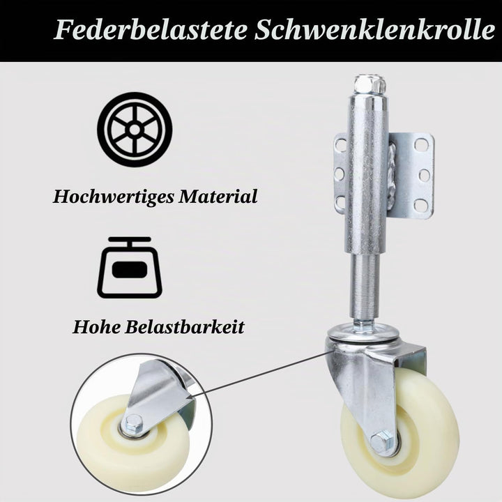 Federbelastete Torrollen Set, 4 Zoll Schwere Federbelastete Lenkrolle Nylon Tor Rad 440lbs Tragfähig