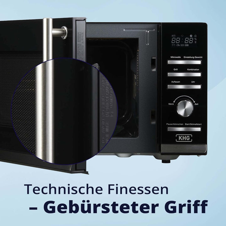 KHG Mikrowelle MW-23.1GS mit Grill 23L aus Metall in schwarz, 9 Automatikprogramme, bis 1.400 Watt,
