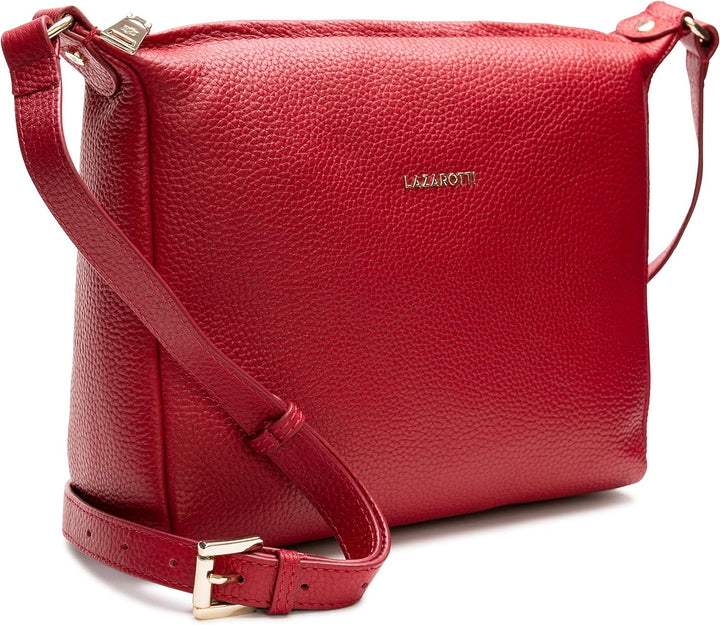 Lazarotti Bologna Leder Umhängetasche Damen | verstellbarer Schultergurt | grosse Crossbody Bag | Sc