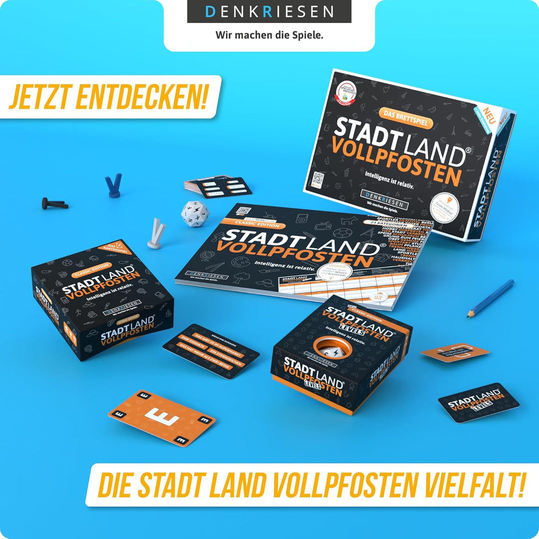 DENKRIESEN - Stadt Land Vollpfosten® – Das Kartenspiel - 70/80/90 Edition - &