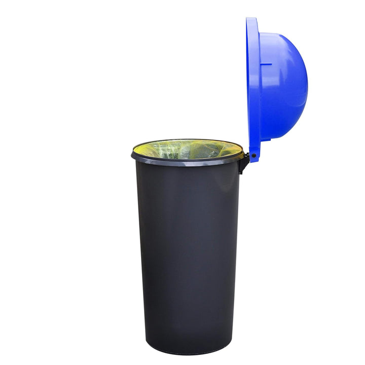KUEFA HD 60L Müllsackständer, Mülleimer mit Scharnierdeckel und Klemm-Ring Gelber Sack, stabil, stra