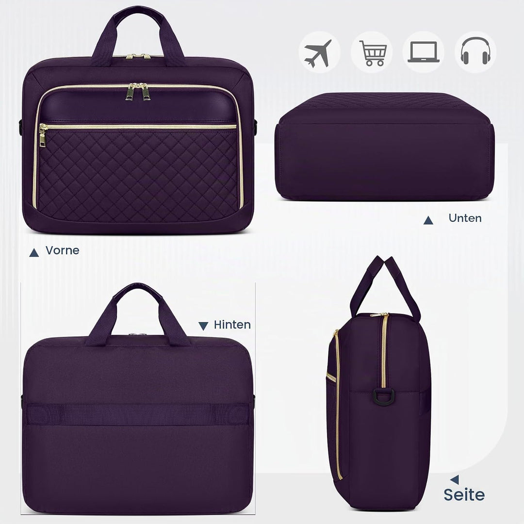 NEWHEY Laptoptasche 17,3 Zoll für Damen Laptop Aktentasche Computertasche Laptop Tasche Business Not