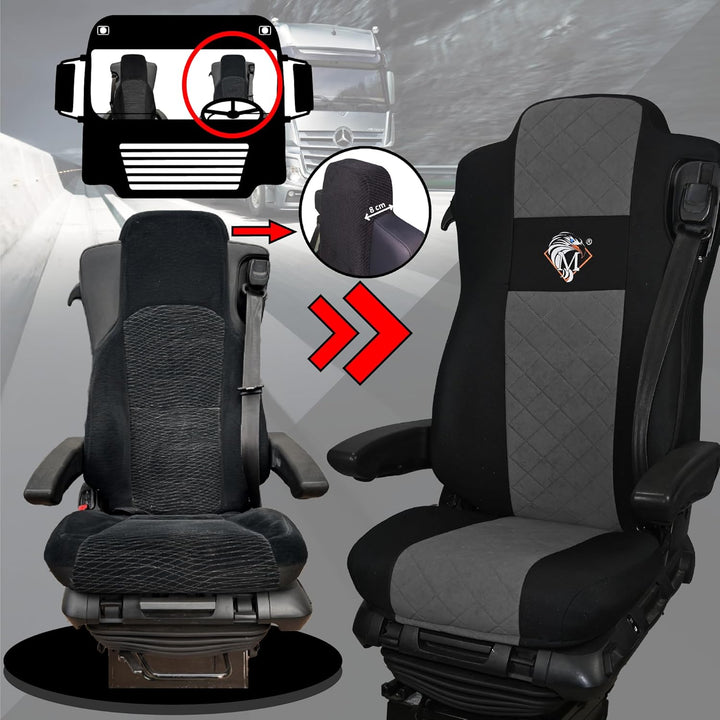 SABA Auto Sitzbezüge LKW für Mercedes ACTROS MP4, AROX ab 2011, MP5 ab 2019, ungefederter Beifahrers