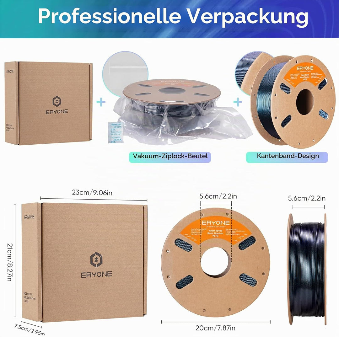 ERYONE Rapid PETG-Filament, gebranntes Titan, für 3D-Drucker, 1,75 mm +/-0,03 mm, 3D-Druck-Filament,