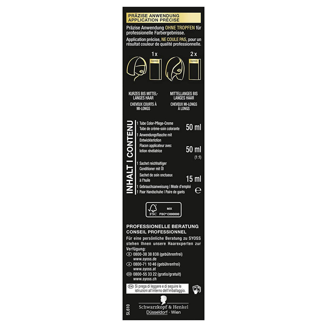 Syoss Oleo Intense Öl-Coloration 6-10 Dunkelblond Stufe 3 (115 ml), dauerhafte Haarfarbe mit pflegen