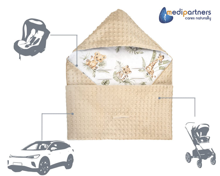 Medi Partners Einschlagdecke Baby Babyschale 100% Baumwolle für Sommer 85x85cm Kinderwagen Kuschelde