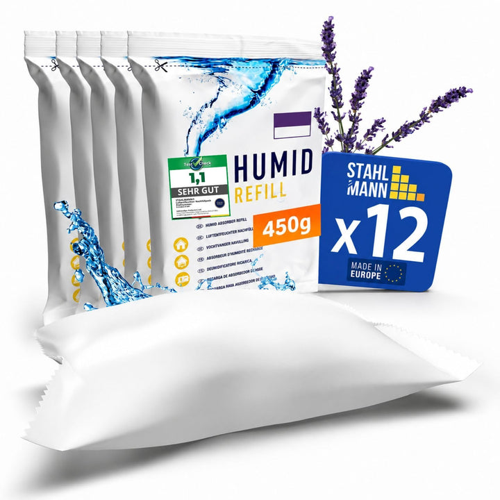 STAHLMANN® 12er Luftentfeuchter Nachfüllpack [12X400G Jasmin DUFT] - Luftentfeuchter Granulat [MADE
