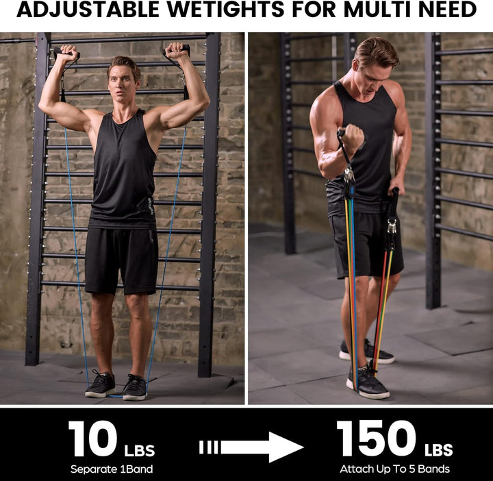 Odoland Resistance Bands Gymnastikband Widerstandsband Set mit Trainingsguide: 5X Expander Tubes, 4