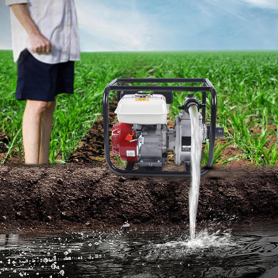 ROGONPDK 4 Takt Benzin Wasserpumpe 210 CC Wasserpumpe Motor Schmutzwasserpumpe Teichpumpe Gartenpump