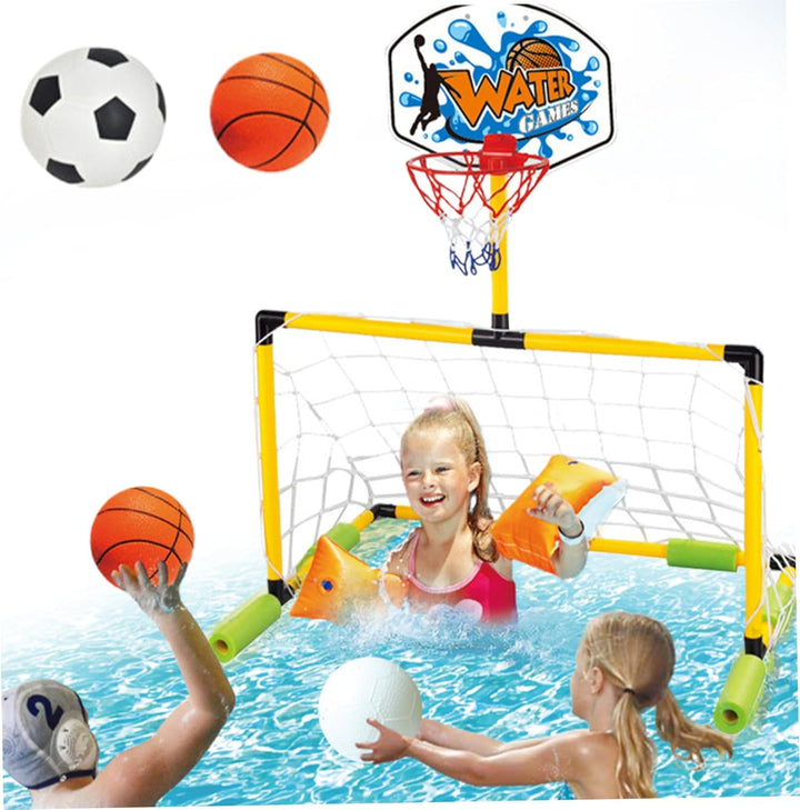 Schwimmender Basketballkorb für Pool, 2-in-1-Fussballtor & Pool-Basketballkorb, abnehmbares Tor mit