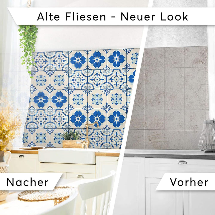 40 Stück Fliesenfolie für Bad und Küche 10x10 cm - Mosaikfliesen, Fliesensticker - Stickerfliesen, F