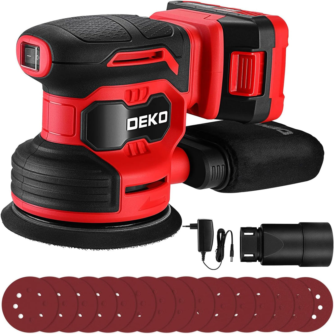 20V Exzenterschleifer Akku 125mm: DEKOPRO Schleifmaschine für Holz,6 variable Geschwindigkeiten, 125