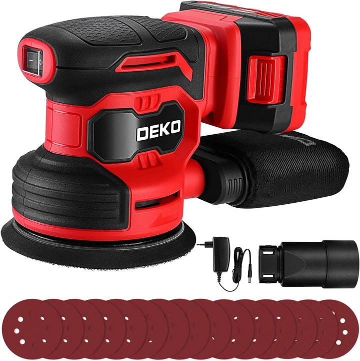 20V Exzenterschleifer Akku 125mm: DEKOPRO Schleifmaschine für Holz,6 variable Geschwindigkeiten, 125
