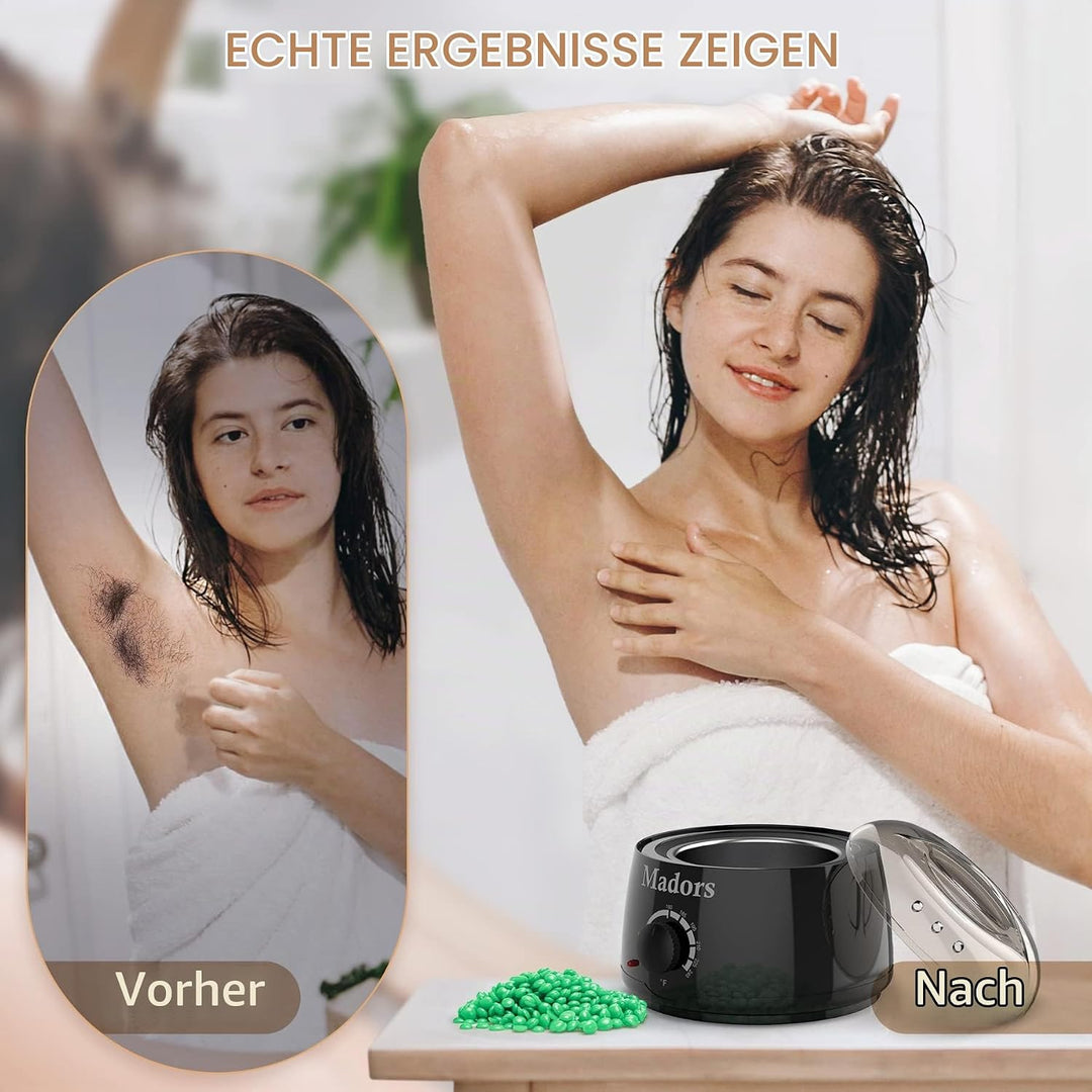 Wachswärmer Set mit 400g Wachsperlen – Professionelle Wachsmaschine für Haar- entfernung am ganzen K