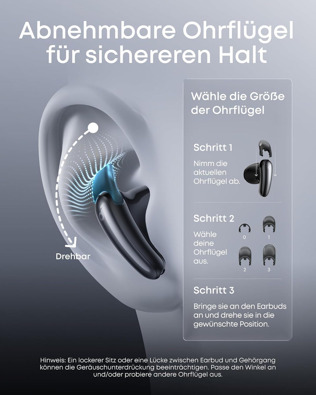 soundcore Liberty Buds by Anker, Semi-In-Ear-Design, Abnehmbare Ohrflügel, Adaptives Noise Cancellin