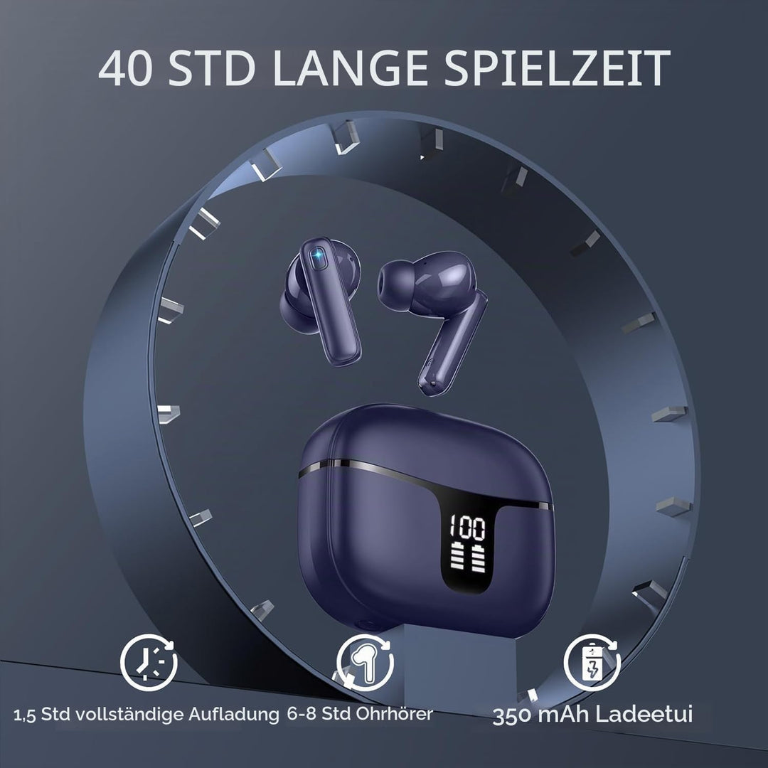 Rinsmola Kopfhörer Kabellos Bluetooth 5.4, In-Ear Kopfhörer Bluetooth mit 4 ENC Mic, Kabellose Kopfh