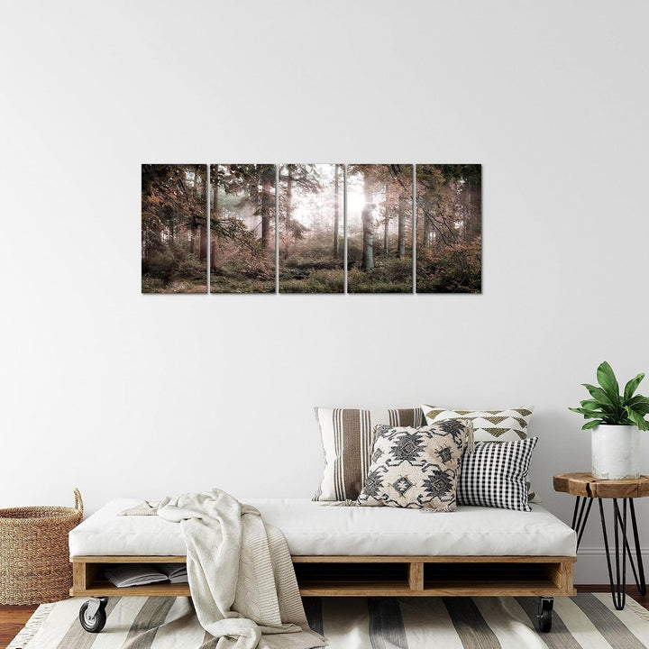 Runa Art Bild Wald Landschaft Wandbilder auf Vlies Leinwand 5 Teilig Wanddekoration Schlafzimmer Woh