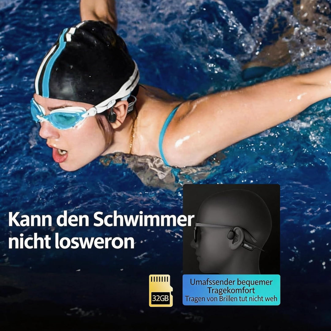 Kopfhörer Schwimmen,IPX8 wasserdichte Kopfhörer mit LED-Display, Bluetooth 5.4 Knochenleitungs Schwi