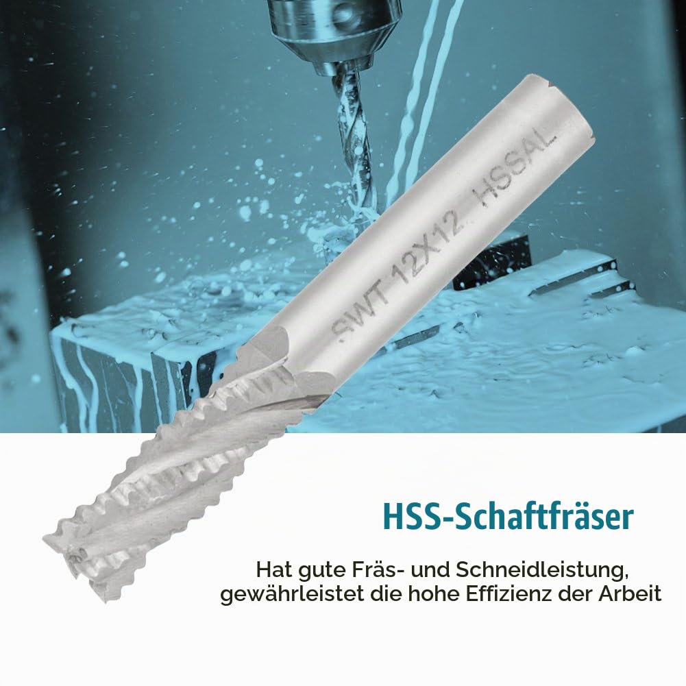 Schruppfräser - 4 Schneiden HSS Schruppfräser CNC Fräser M6/M8/M10/M12 für Holz, Aluminium, Stahl, T