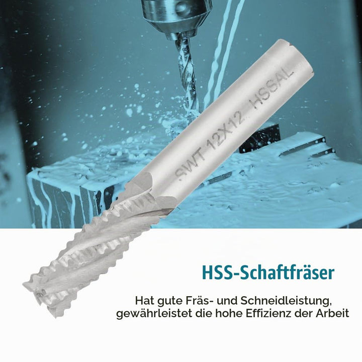 Schruppfräser - 4 Schneiden HSS Schruppfräser CNC Fräser M6/M8/M10/M12 für Holz, Aluminium, Stahl, T