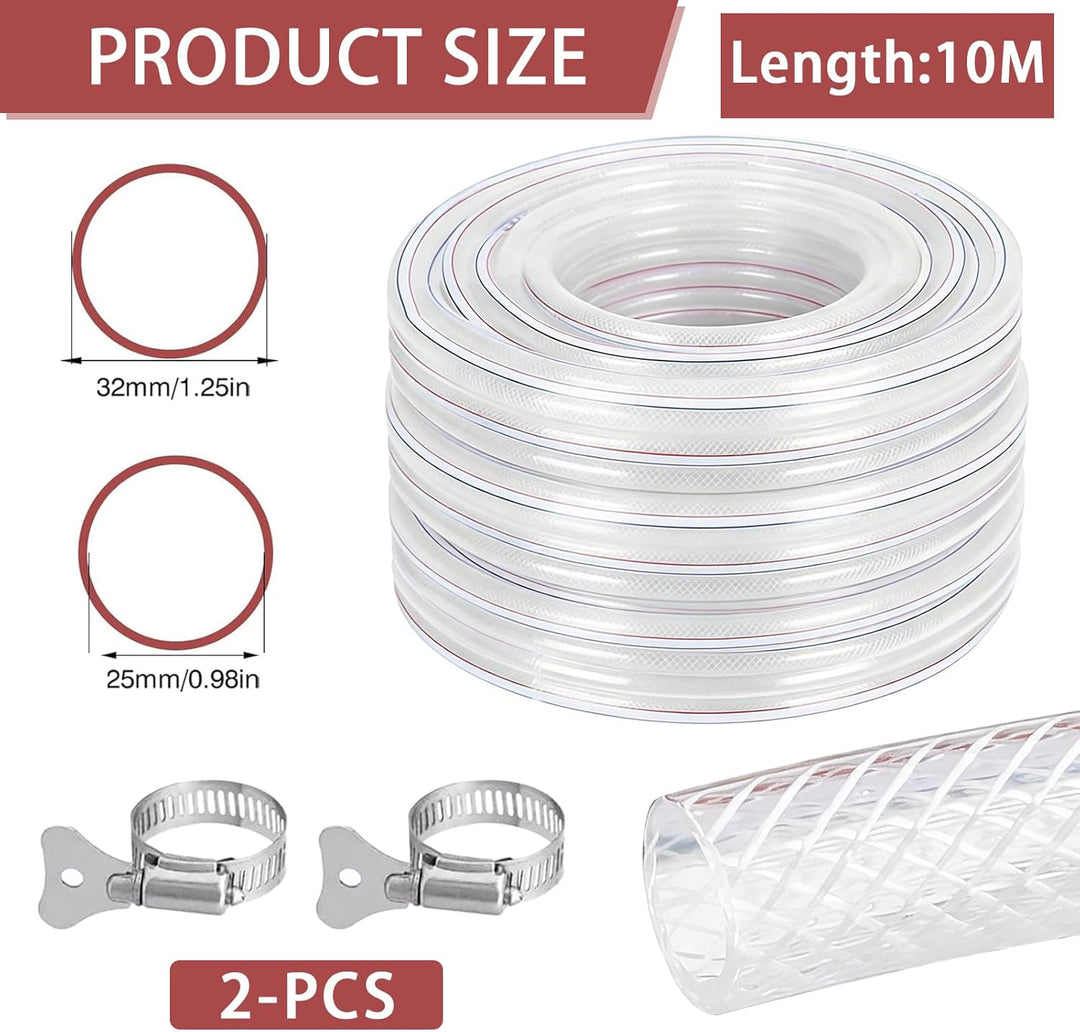 Trinkwasserschlauch, 25x33mm Gewebeschlauch PVC Schlauch mit Gewebe, Wasserschlauch mit Schlauchsche
