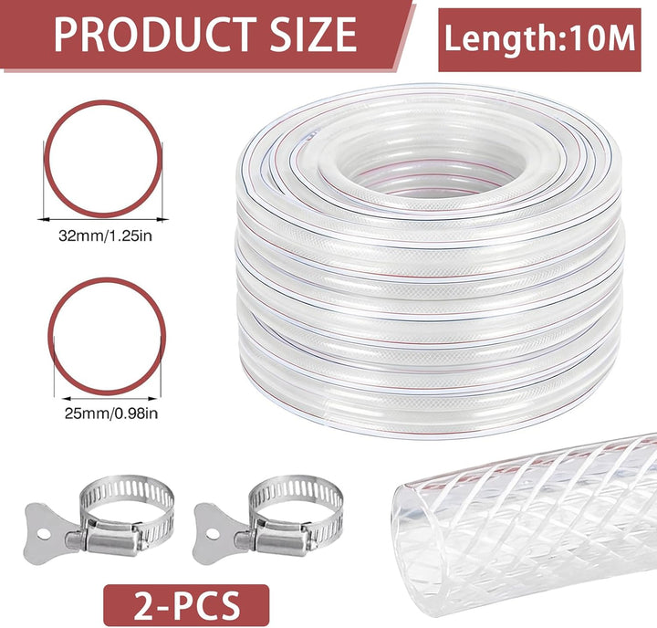 Trinkwasserschlauch, 25x33mm Gewebeschlauch PVC Schlauch mit Gewebe, Wasserschlauch mit Schlauchsche