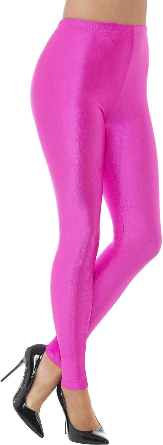 Smiffys, Damen 80er Jahre Disko Elastan Leggings L Neon Pink, L Neon Pink