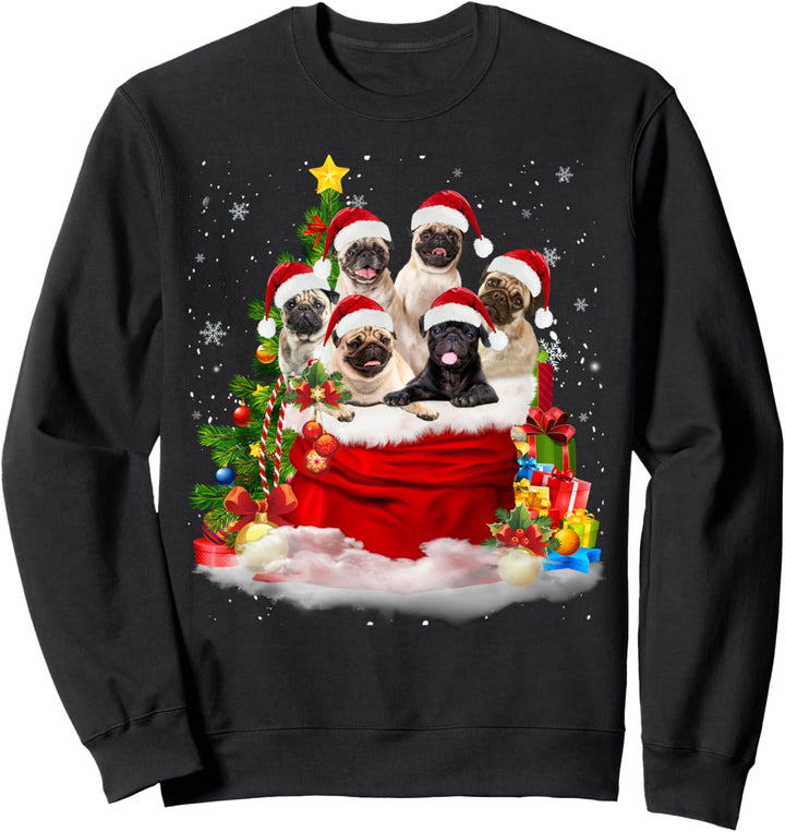 Weihnachtspyjama mit Mops-Motiv Sweatshirt