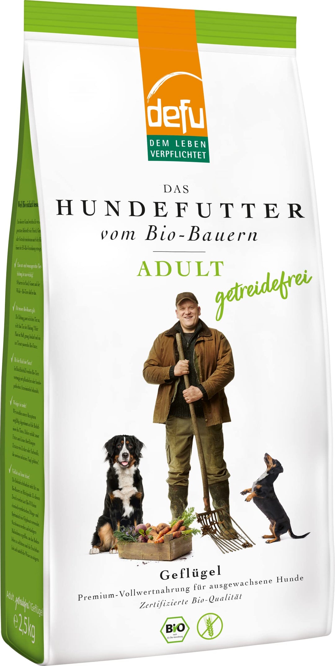 defu Hundefutter | 1 x 2,5 kg | Adult getreidefrei Bio Geflügel | Premium Bio Trockenfutter für ausg