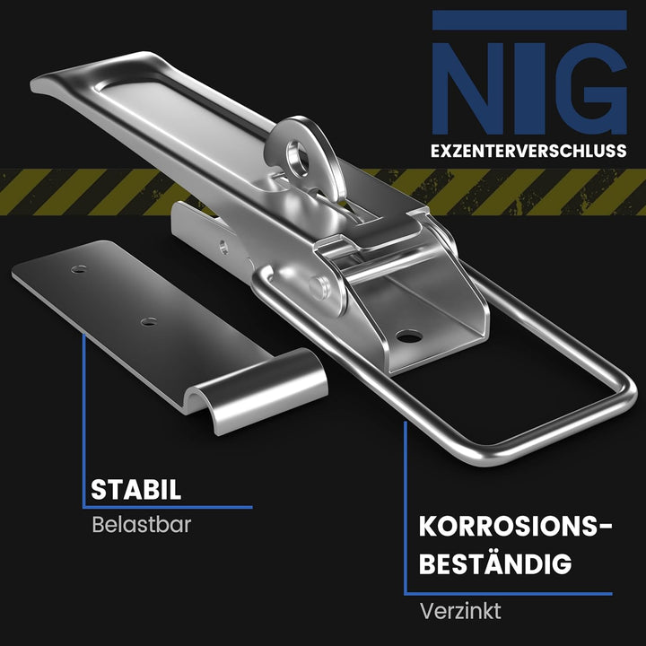 NTG Exzenterverschluss mit Befestigungsplatte | 210 mm | verzinkt und Witterungsbeständig | Anhänger