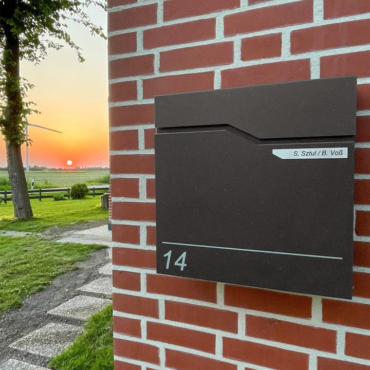 Metzler Exklusiver Briefkasten in Eisenglimmer DB 703 Hoffmann - Wandbriefkasten mit V2A Edelstahl-N