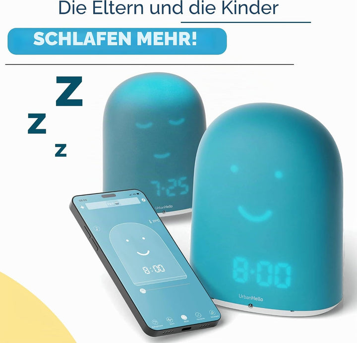 UrbanHello Remi – Der Beste Wecker für Kinder, beleuchtet, für Tag und Nacht, zum Lernen des Schlafe