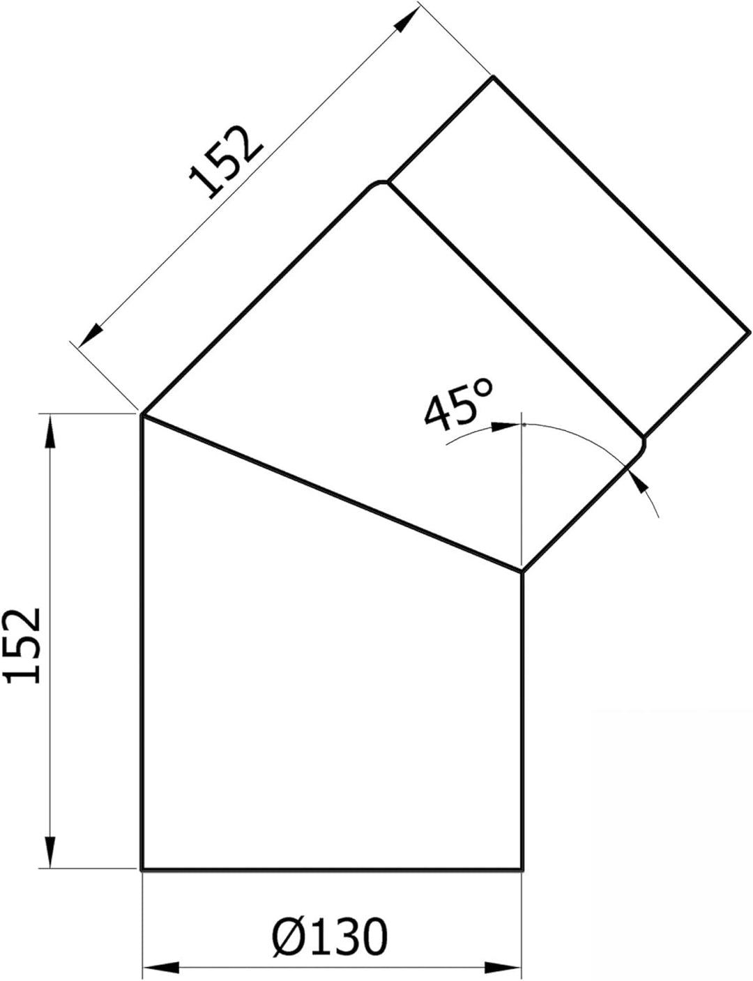 raik SH027-130-sw Raik Rauchrohrbogen/Ofenrohr 130mm - 45° schwarz 130 Schwarz, 130 Schwarz