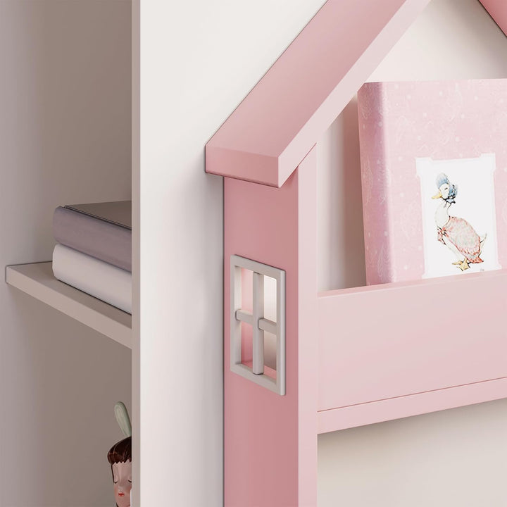 [en.casa] Drehbares Bücherregal für Kinder Vipsali Spielzeugregal in Hausoptik Drehregal mit Aufbewa