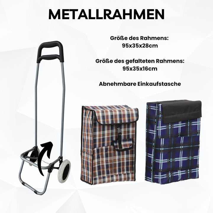 43.5Liter Wasserabweisender Trolley Einkaufstrolley Klappbar, Shopping Trolley, Einkaufswagen Faltba