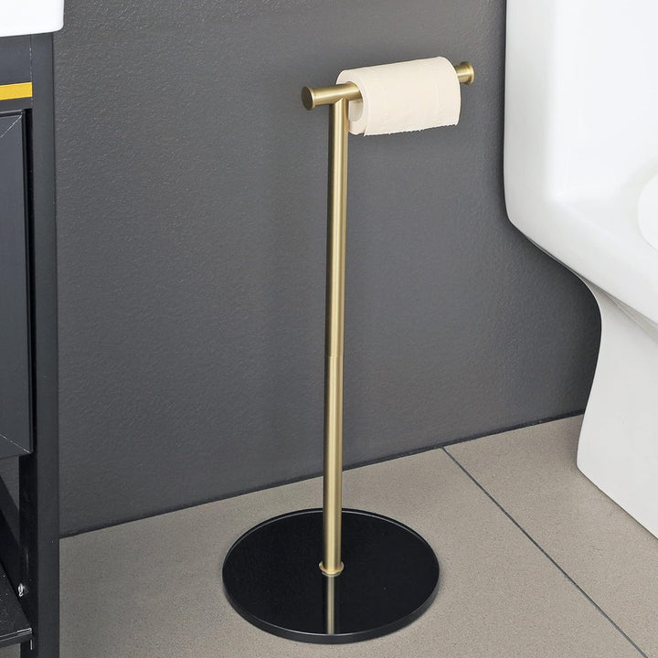 Toilettenpapierhalter Stehend, SAYAYO Klopapierhalter Stehend mit Gehärtetem Glas Basis Schwarz Edel
