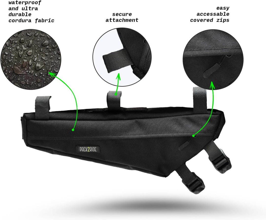 PACK2RIDE Mira FahrradrahmenTasche – wasserabweisendes, strapazierfähiges Cordura-Gewebe und Tasche