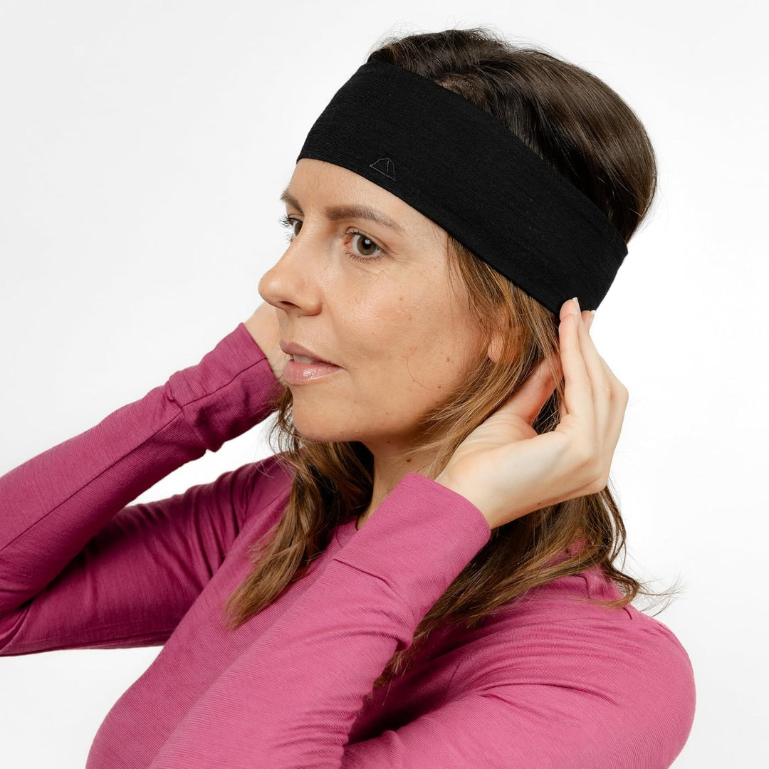 Premium Merino Stirnband Unisex Schwarz/One Size | Made in Europe Schwarz 1 stück (1er Pack), Schwar