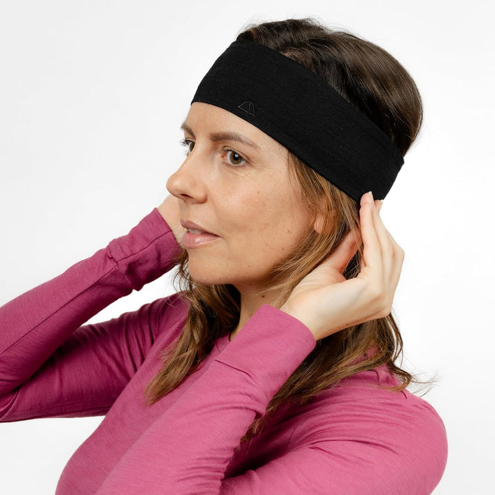 Premium Merino Stirnband Unisex Schwarz/One Size | Made in Europe Schwarz 1 stück (1er Pack), Schwar