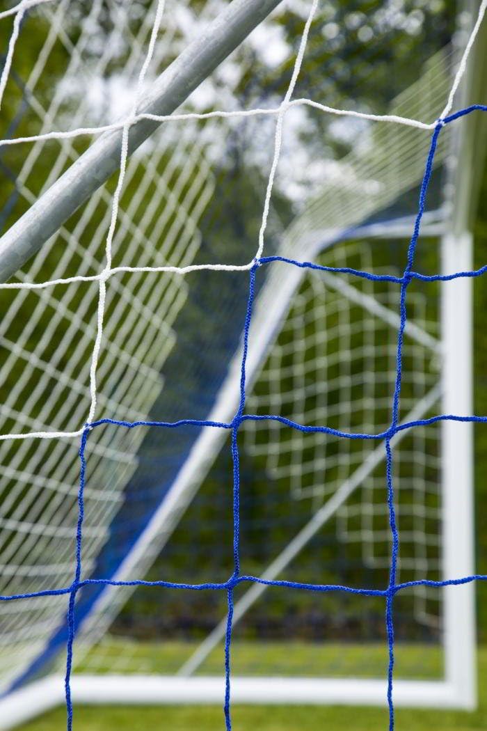 TORNETZ - Fussball - 7.32 x 2.44 x 0.8 x 2m - 3mm - Weiss oder Weiss/Blau Weiss-Blau, Weiss-Blau