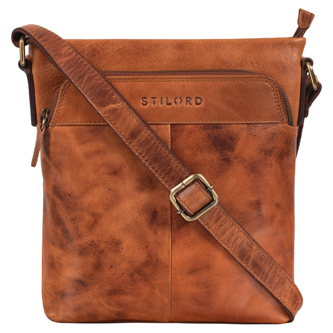 STILORD 'Elea' Umhängetasche Damen Leder Vintage Schultertasche Freizeit Handtasche für 10,1 Zoll iP