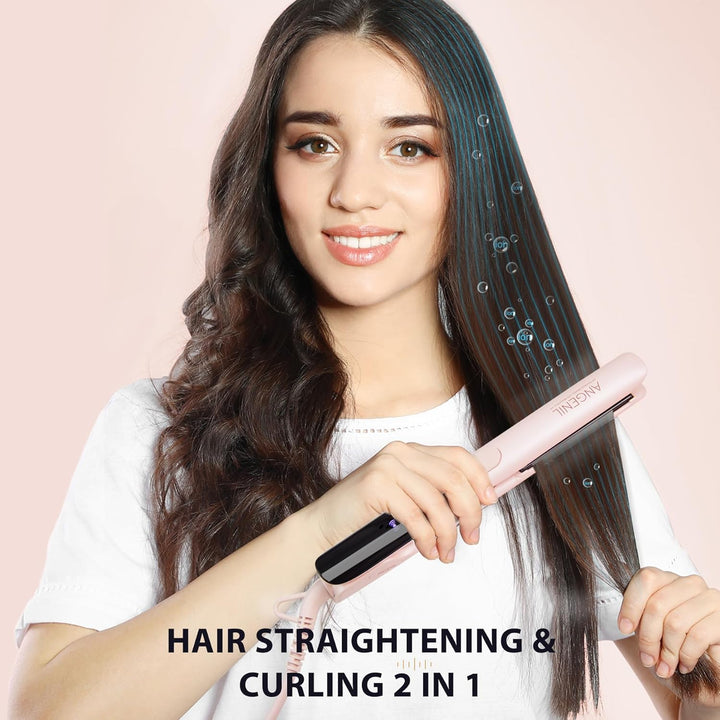 ANGENIL Haare Glätteisen 2.5 cm, Keramik Titan Ion Glätten Locken und Glätten, Dual-Spannung Glättei