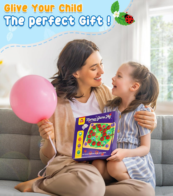 Montessori Spielzeug ab 3 4 5 Jahre - Memory ab 2 3 4 Jahre - Kinderspielzeug Ladybug Marienkäfer Ho