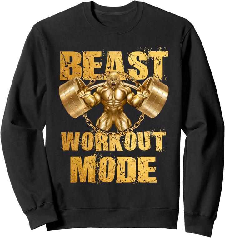 Gorilla Beast Workout Mode Gold Gewichte Heben Gym Fitness Sweatshirt
