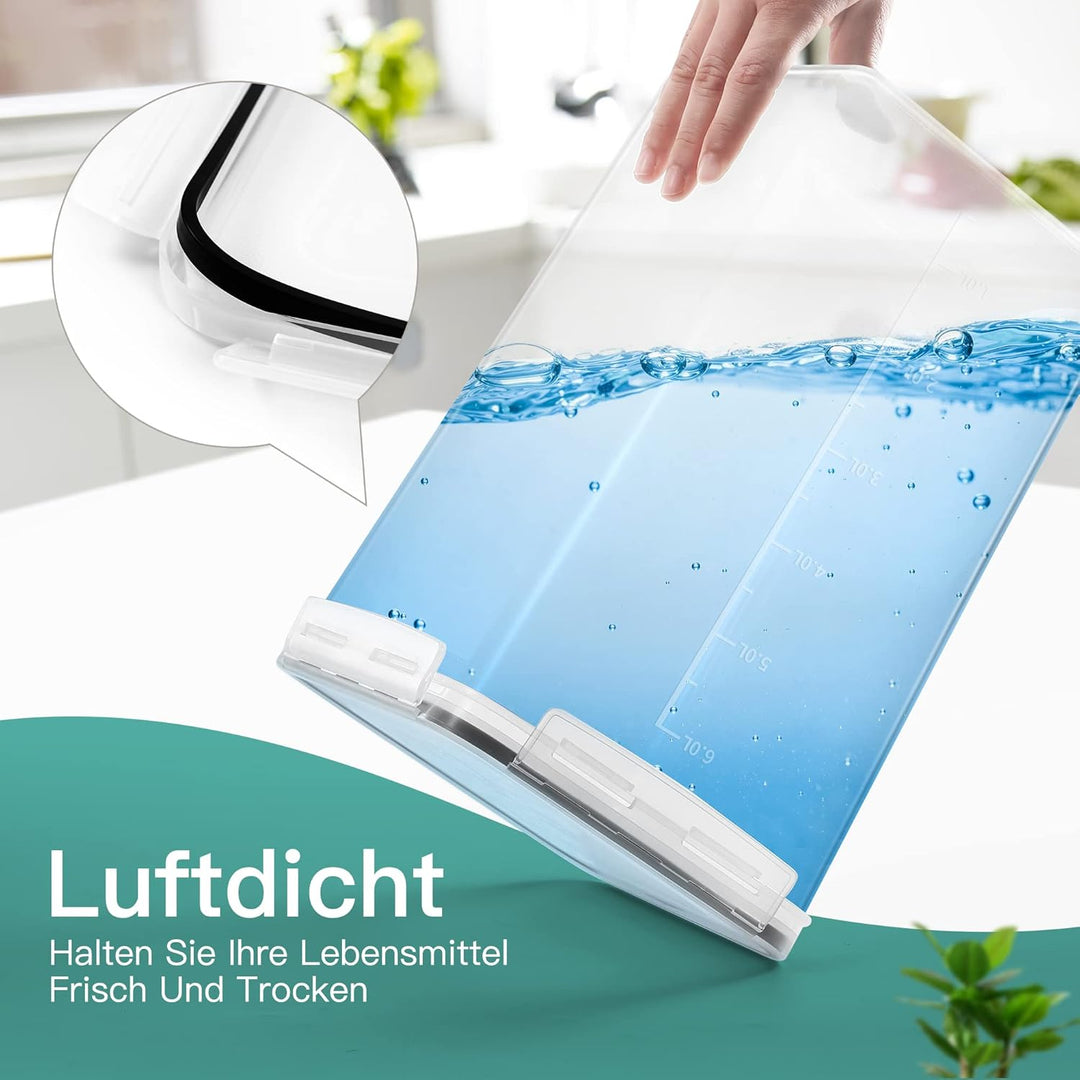 6,5L Gross Vorratsdosen mit Deckel Luftdicht 2er Set, Etiketten und Löffel, BPA Frei Plastik Aufbewa