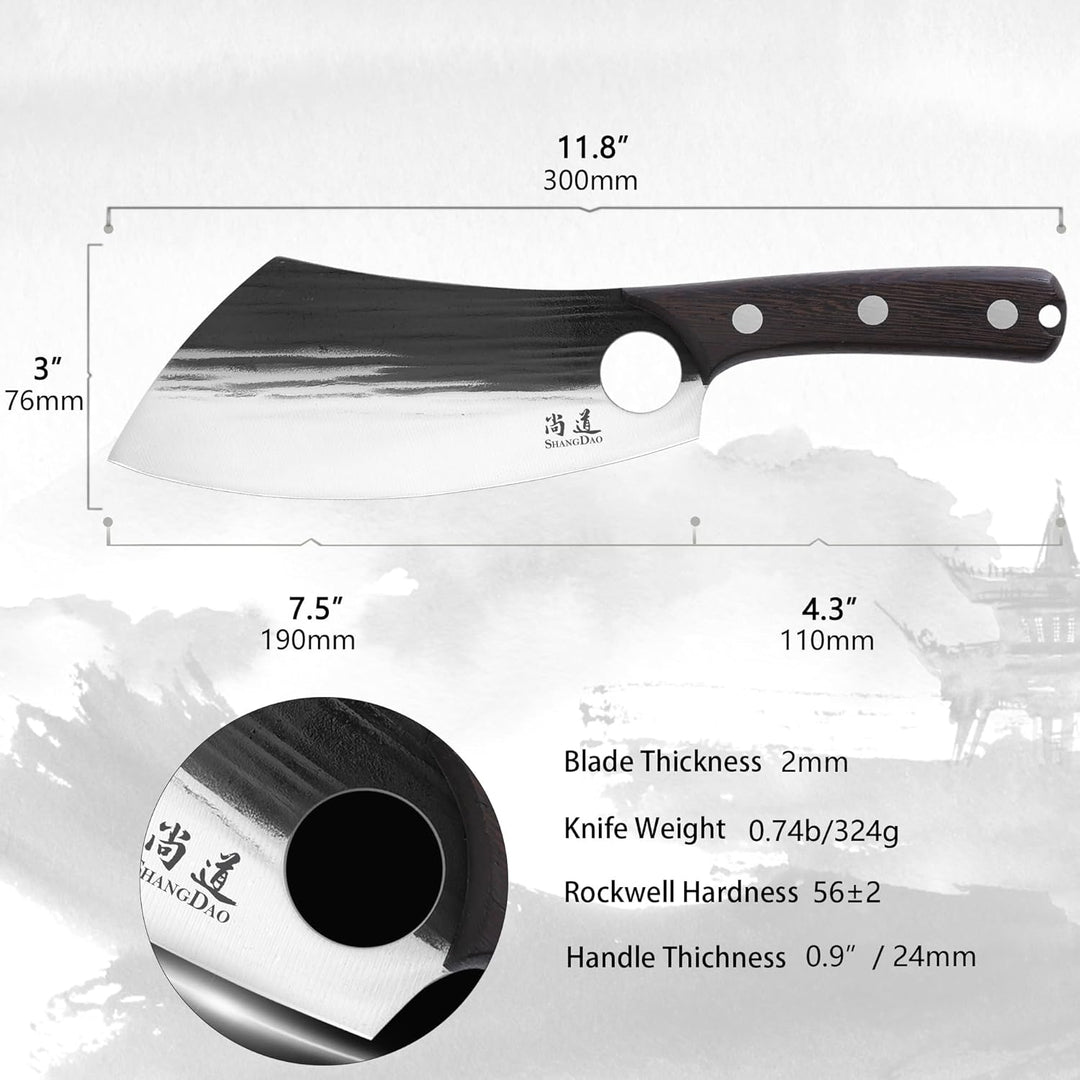 SHANGDAO Kochmesser -19 cm verbessertes serbisches Kochmesser, Fleischcleaver -Messer für Fleischsch
