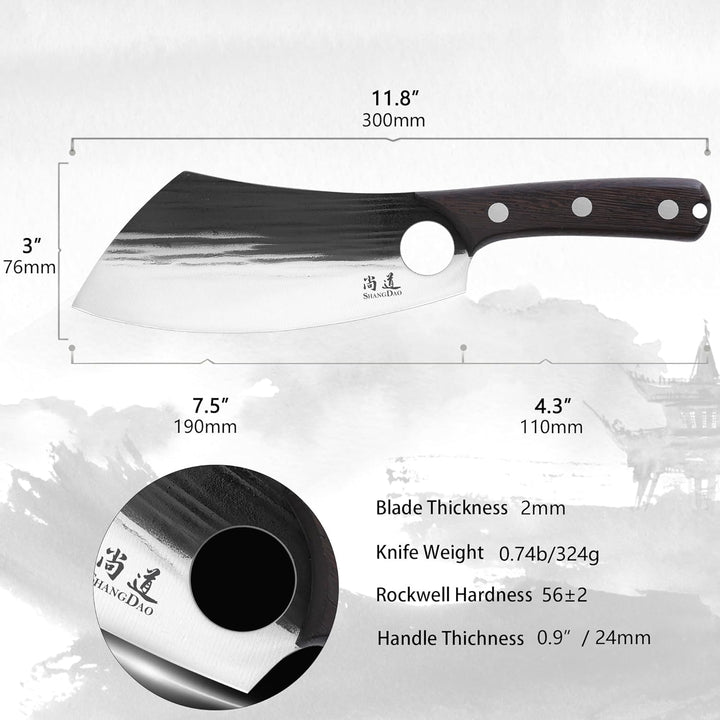 SHANGDAO Kochmesser -19 cm verbessertes serbisches Kochmesser, Fleischcleaver -Messer für Fleischsch