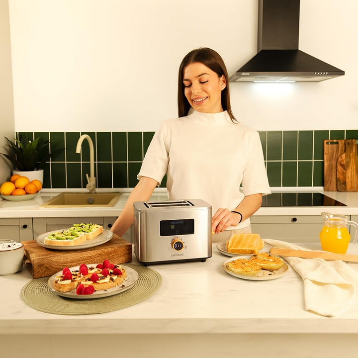 Cecotec Vertikaler Toaster mit 2 Kurzschlitzen Touch&Toast Double, 950 W, 2 Scheiben Brot, Extra bre