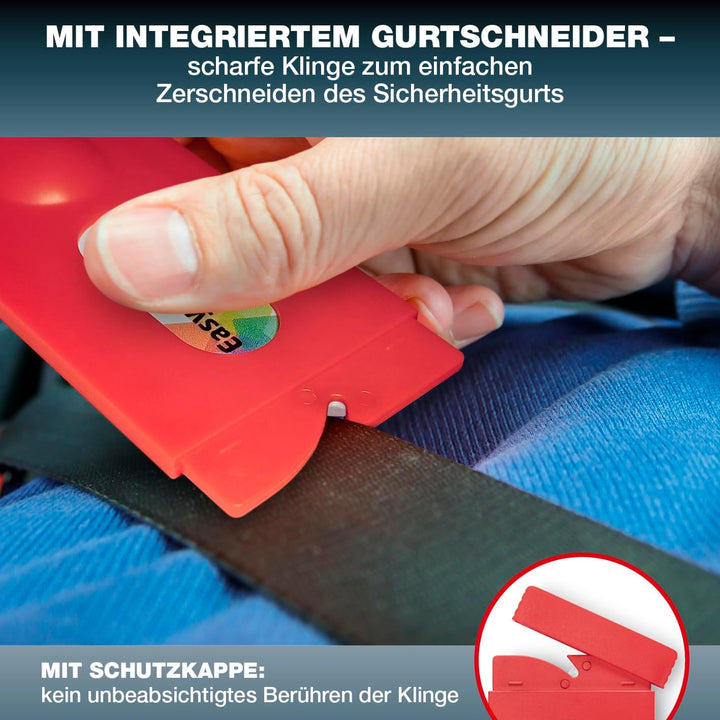 Wenn jede Sekunde zählt | Notfall-Rettungswerkzeug im Kreditkartenformat | Für PKW-Seitenscheiben, v