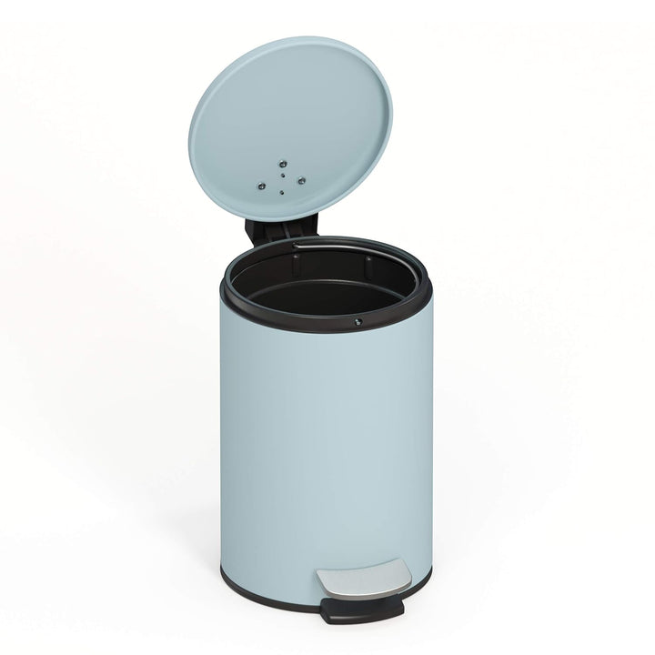 3 Liter Treteimer Edelstahl Pastell blau matt mit Absenkautomatik Klappdeckel leise schliessend Soft